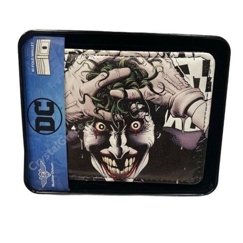 DC Comics Joker Wallet Mens Bifold Leather Black ID Window Batman Comic Villains